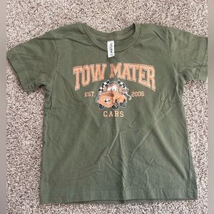Tow Mater 'Cars' Graphic Tee - Olive Green with Orange Print